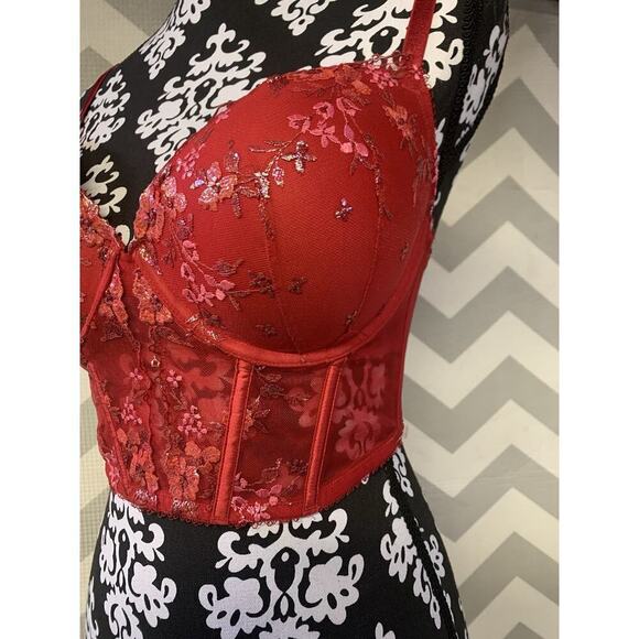 Victoria Secrets Red Push Up Corset Bra 34DD New - Picture 2 of 8